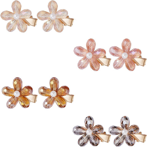 Crystal Hair Clips Small Pearl Hairpins Aguder Fashion Hair Barrettes Decorative Bling Hair Accessories for Girls Women Ladies