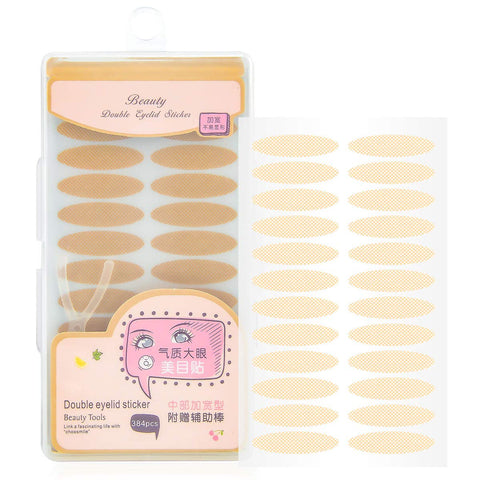 384PCS Invisible Breathable Lace Self-adhensive Medical-use Fiber One Side Sticky Double Eyelid Tapes, Instantly Eyelids Lift Without Surgery, Perfect for Hooded, Droopy, Uneven, Mono-eyelids