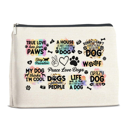 YeleY Funny Dog Lover Gifts for Women Girls, Dog Makeup Bag Gifts for Dog Mom Dog Owner, Dog Lover Gift Cosmetic Bag, multicolor