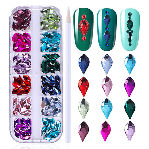 WOKOTO 120pcs Flat Back Ab Nail Rhinestones Tear Drops Nail Diamonds Rhinestones Gems For Acrylic Nails Nail Crystals For Acrylic Nails Ab Rhinestones Flatback Nail Gems For Nail Art Crystals