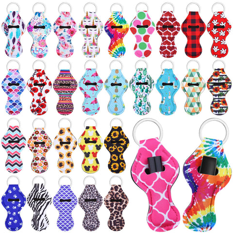 Chapstick Holder Keychain Bulk?Cludoo 30Pcs Chapstick Lip Balm Lipgloss Lipstick Holder Keychains for Lipstick, Chapstick, Lip Balm, lanyards, 30 Vibrant Colors