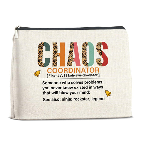 YeleY Chaos Coordinator Gift Makeup Bag, Thank You Gifts for Coworker Boss Lady Manager Mentor Supervisor, Coworker Retirement Gift Cosmetic Bag, multicolor