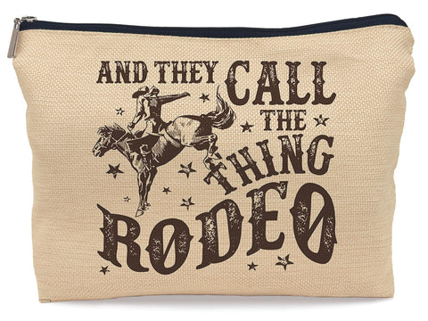 Lacosu They Call The Thing Rodeo Makeup Bag Western Women Cowgirls Cosmetic Bag, Rodeo Bull Makeup Bag Girls Zipper Travel Toiletry,Birthday Gifts for Daughter Sister Bestie Friend