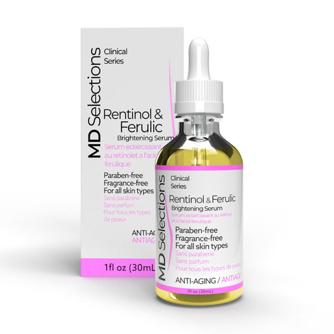 MD Selections Retinol & Ferulic Brightening Serum for Face, 1 oz | Anti Aging & Anti Wrinkle | Pore Minimizer | Skin Firming & Toning | Dark Spot Corrector| Boosts Collagen
