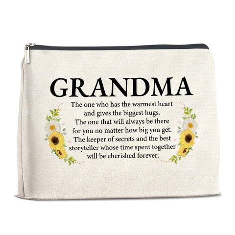 YeleY Grandma Gifts From Granddaughter Grandson, Grandma Makeup Bag Gifts for Christmas Mother's Day, Birthday Gifts for Grandmother Nana Gigi Mimi, Best Grandma Cosmetic Bag, multicolor