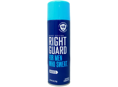 Right Guard Sport Antiperspirant & Deodorant Aerosol, Unscented, 6 Oz, Unisex