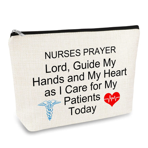 Nurse Prayer Gifts Nurses Makeup Bag Nurse Gift Nursing Student Graduation Gift Inspirational Gift for New Registered Nurse Christmas Birthday Gift for Nurse RN Cosmetic Bag Pouch Toiletry Bag