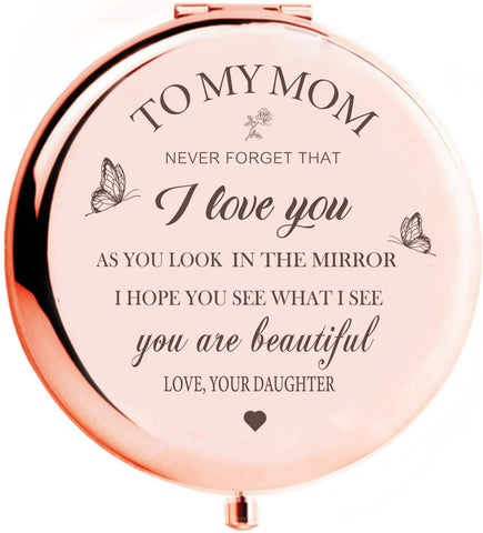 KGKAIMIZL Gifts for Mom - I Love You Mom Gift Rose Gold Compact Mirror-Gifts for Mom from Daughter-Birthday Gifts for Mom - Mom Gift for Mothers Day,Valentines?Christmas