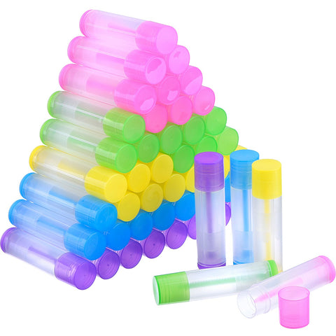eBoot 50 Pieces Lip Balm Empty Container Clear Tubes With Twist Bottom And Top Cap, 5.5 ml (Multicolor)