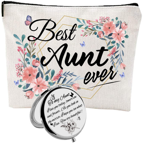 Aunt Gifts,Gift for Aunt,Auntie Gifts,Best Aunt Gifts,Auntie to be Gifts,Aunite Gifts for Women,Aunt Gifts from Niece,Aunt Birthday Gift,Aunt Makeup Bag Gifts,Aunt Gifts from Nephew,Aunt Mirror