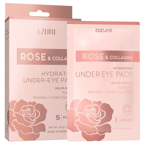 AZURE Rose & Collagen Hydrating Under Eye Mask Patches â€“ Reduces Fine Lines & Wrinkles | Lifting & Smoothing | Reduces Puffiness, Bags & Signs of Fatigue | Made in Korea â€“ 5 Pairs