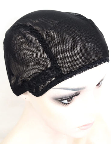 Bluple Mesh Wig Caps For Making Wigs 2 Pcs Black Color Stretch Weaving Caps With Back Adjustable Straps For Women (Medium, Black Stretch Cap)