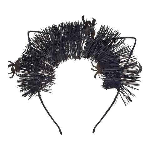 Lux Accessories Black Straw Strips Cat Ears Playful Crazy Fun Fashion Headband