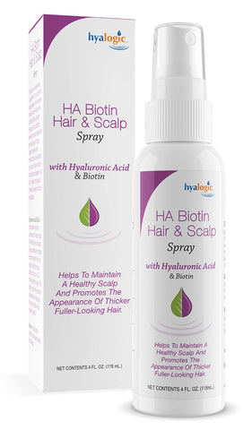 Hyalogic HA Biotin Hair & Scalp Spray - Promotes Appearance Of Thicker Hair - Moisturizes & Rejuvenates The Scalp - Contains Hyaluronic Acid & Biotin - Safe For Thinning Hair - 4 oz
