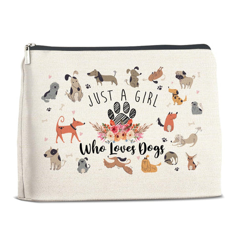 YeleY Dog Lady Gifts - Gifts for Dog Mom Dog Lovers - Dog Lovers Gift Makeup Bag for Girls Daughter Granddaughter Sister Teen Girl - Just a Girl Who Loves Dogs Cosmetic Bag Makeup Zipper Pouch, multicolor