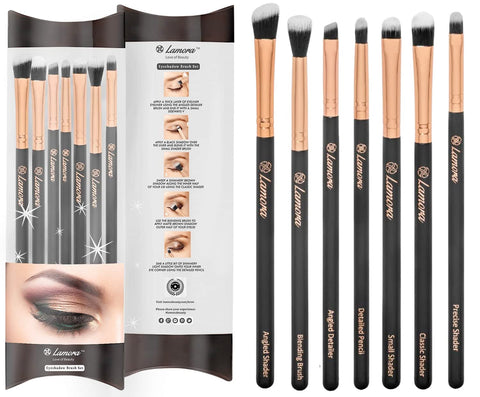 Makeup Eye Brush Set - Eyeshadow Eyeliner Blending - Crease Kit-Best Choice 7 Essential Makeup Brushes - Pencil, Shader, Tapered, Definer, Last Longer, Apply Better Makeup & Make You Look Flawless