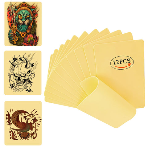UPTATSUPPLY 12PCS Blank Tattoo Skin Practice - 6"x8" Double Sided Reusable Silicone Pads for Beginners (0.12CM Thick)