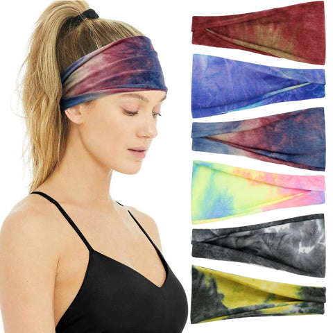 Huachi Headbands for Women Short Hair Boho Women's Fashion Headbands Non Slip Tie Dye Hair Bands for Women's Hair