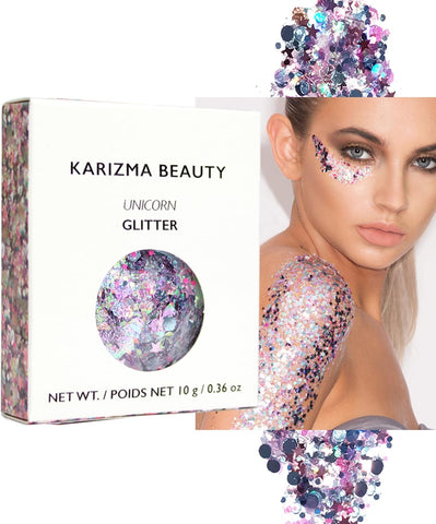 KARIZMA Unicorn Chunky Cosmetic Festival Glitter Sparkle for Face Body Hair Nails