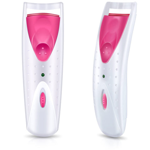 2 Pieces Heated Eyelash Curler Electric Eyelash Curlers Painless Safety Design with Double Silicone Curling Pad for Women Long Lasting Naturally Eyelashes (Pink)