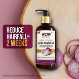 WOW Skin Science Red Onion Black Seed Oil Shampoo with Red Onion Seed Oil Extract, Black Seed Oil & Pro-Vitamin B5 - No Parabens, Sulphates, Silicones, Color & PEG - 300mL