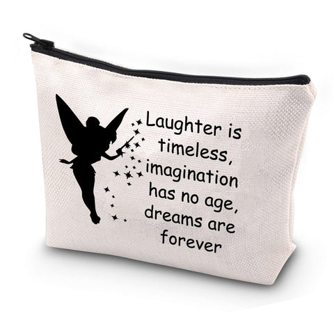 JYTAPP Fairy Tale Makeup Bag Fairy Bell Gift Laughter is Timeless Imagination Has No Age Cosmetic Bag Fairy Gifts for Girl Women Travel Makeup Bag Fairy Inspired Gift for Fans