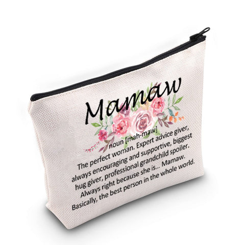 Mamaw Cosmetic Makeup Bag Mamaw Gift Grandma Thank You Gift Birthday Gift Mother's Day Gift for Mamaw, Mamaw noun, 0