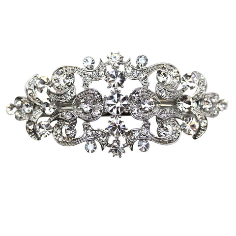 Faship Gorgeous Clear Crystal Floral Hair Barrette Clip