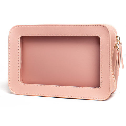 LETGO Clear Makeup Bags, TSA Approved Toiletry Bag with Zipper, Clear Makeup Organizer Fit Carry-on Travel Essentials,Clear Cosmetic Bags for Women Men, C-Pink, Travel