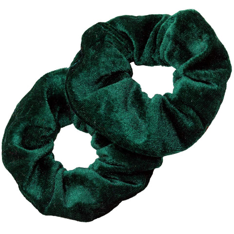 Kenz Laurenz Scrunchies for Hair - 2 Velvet Hair Ties for Women Girls Hair Elastics Ponytail Holder Scrunchy Girl Accessories Elastic Hair Bands Scrunchie Pack (Forest Green)