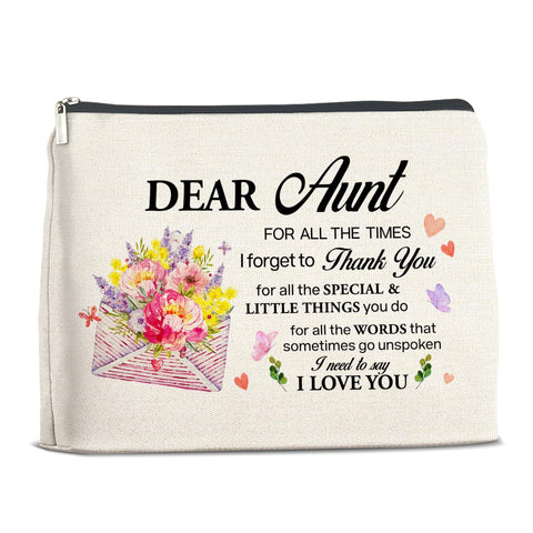 YeleY Best Aunt Gift - Aunt Gifts From Niece Nephew - Aunt Birthday Gift Ideas - Aunt Makeup Bag for Birthday Christmas Mother's Day - Dear Aunt Cosmetic Bag Makeup Zipper Pouch, multicolor