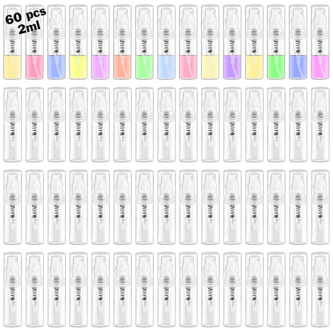 Csdtylh Mini Clear Plastic Spray Bottle Portable Cute Perfume Mouthwash Atomizer for Cleaning, Travel, Essential Oils, Perfume (60, 2ml)