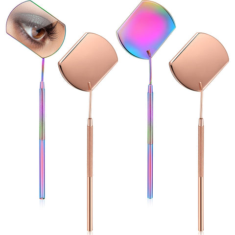 4 Pieces Mirror for Eyelash Lash Mirror for Eyelash Extensions Square Mirror Stainless Steel Eyelash Mirror Dental Mirror Lash Tools Beautiful Mirror