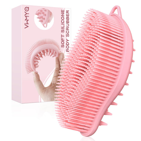 Exfoliating Silicone Body Scrubber Pro 2-in-1 Shower Scrubber for Body Care, Lathers Well, Silicone Loofah and Body Scrubber Exfoliator for Men and Women