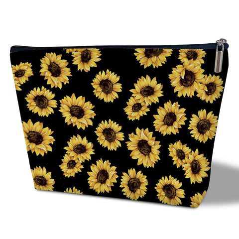 bxtala Sunflower Makeup Bag, Women Makeup Travel Bag, Gift for Flower Lover, Friend Besties Daughter Toiletry Case Pouch, Sister Mother Travel Accessories Bag -23, Black
