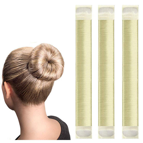 Blonde Magic Bun Makers 3 Pcs,LHAAAYF Professional Hair Bun Maker-Donut Hair- Perfect Hair Bun Maker-Ballet Bun Maker-Easy Bun Hair Tool-Kids Ballerina Bun-Shaper Bun Hair Tool