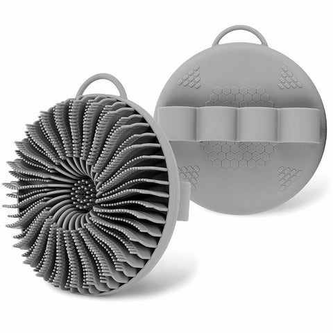 Newrichbee 2 Pack Silicone Body Brush for Shower (Pink&Gray) - Cleansing & Exfoliating
