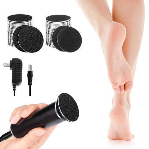 krofaue Electric Callus Remover - Electronic Foot File Grinder with Speed Controller and 60 Replacement Sandpaper Discs, Professional Pedicure Tool for Men and Women