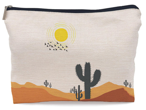 Lacosu Abstract Boho Sun Sunset Cactus Desert Nature Landscape Makeup Bag,Boho Mid Century Modern Cosmetic Makeup Bag for Women,Boho Travel Makeup Bag,Boho Gifts for Women Teen Girls, multicolor
