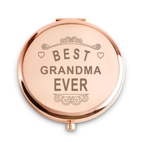 Daricano Gifts for Grandma, Personalized Christmas Birthday Gifts for Grandmother, Best Grandma Gifts, Grammy Gift from Granddaughter Grandson Grandkids, Engraved Compact Mirror