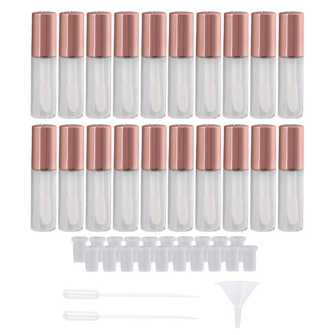 BQLZR Rose Gold 1.2ml Empty Plastic Clear Lip Gloss Tubes Lip Balm Bottle Container Cosmetic Makeup Tools with Stopper Pack of 20