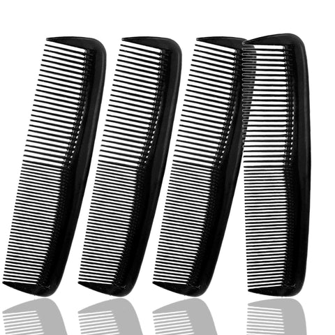 Soft 'N Style 4-Pack Black Plastic Hair Comb - All Hair Types, Unisex, All Ages
