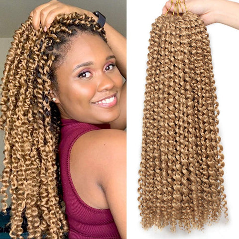 Leeven 18 Inch Long Passion Twist Crochet Hair 6 Pcs Synthetic Water Wave Crochet Braids Hair For Butterfly Locs 132 Roots Crochet Passion Twist Braiding Hair for Black Women