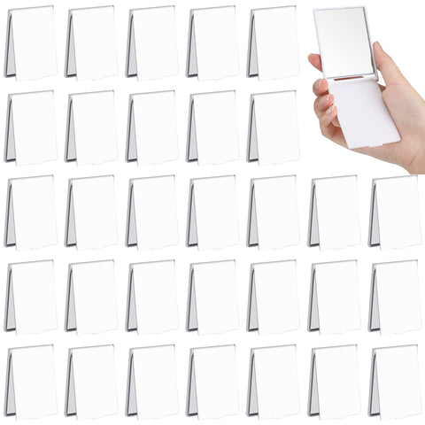 Queekay 32 Pcs 2 x 3 x 0.2'' Small Rectangular Foldable Tabletop Mount Personal Compact Travel Mirror (White)
