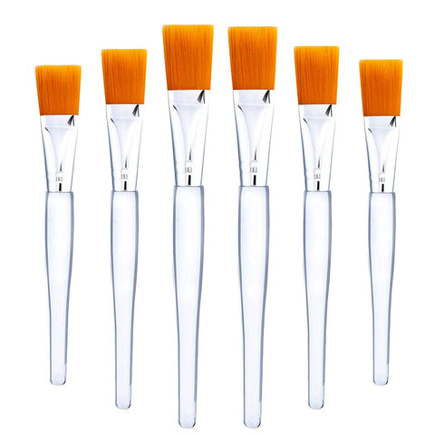 Facial Mask Brush,6 Pieces Soft Face Brushes Mud Mask Applicator Clear Handle for Applying Sleeping Mask,DIY Clay Mask,Body Lotion,Eye Peel Women Girls Makeup Tools,Silver and Brown