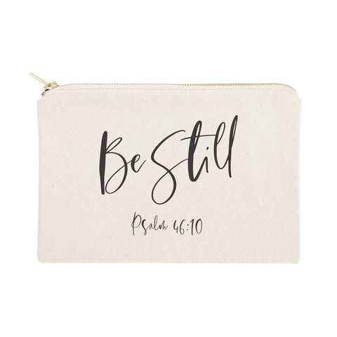 Be Still, Psalm 46:10 Religious Bible Verse Cosmetic Bag, Makeup and Travel Pouch