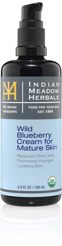 Indian Meadow Herbals Wild blueberry cream for mature skin USDA Certified 3.32floz/100ml