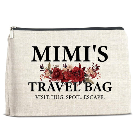 Mimi Gifts Makeup Bag Mimi's Travel Bag, Gifts for Mimi, Mimi Gifts for Grandma Birthday Christmas Mother's Day, Mimi Makeup Bag Cosmetic Travel Bag Pouch, polychrome, 10 x 7 inches