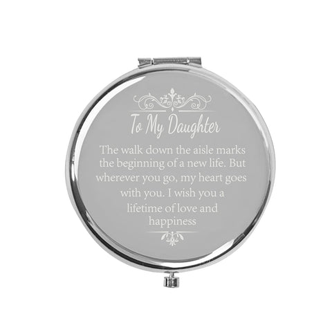 Daughter Wedding Day Gift from Mom Dad, Daughter Bride Gifts on Her Wedding Day, Wedding Keepsake Gifts to My Daughter, Compact Mirror for Daughter Bride Gifts for Wedding Day