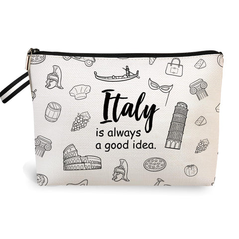 jepuyaya Italy Makeup Bag, Italy Map iconic traditional Souvenir Gift, Traveller Zipper Pouch Bag, Traveler Italian Vacation Gift Italy Lovers Gift Cosmetic Bag, Italy Is Alwaly a good Idea6JM252,